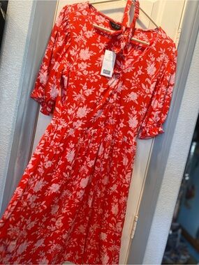 F&F Red Floral Midi Dress